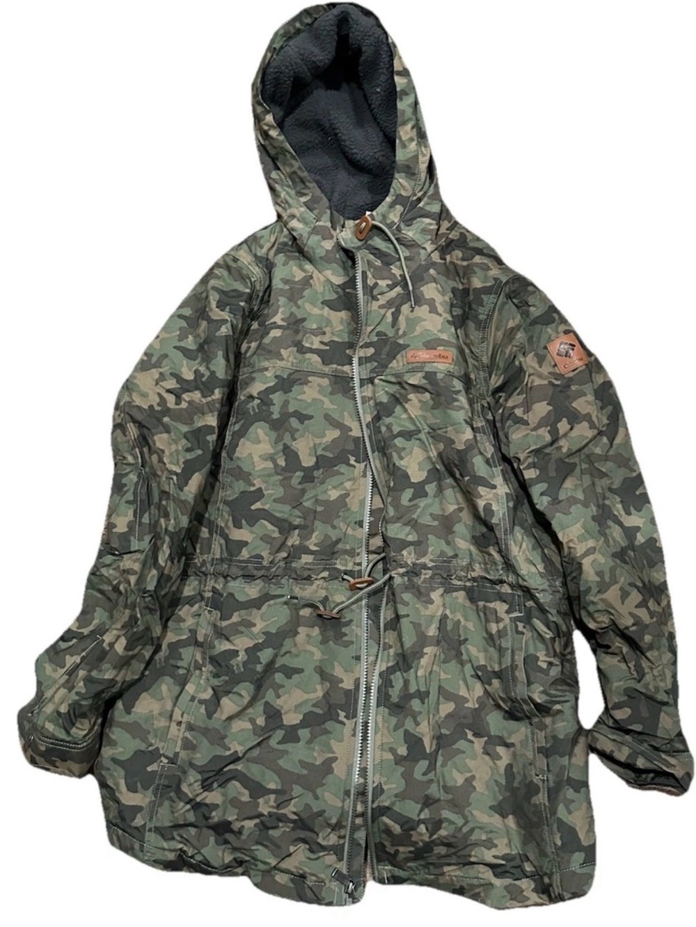 Columbia Womens Lightweight Fleece Lined Jacket Army Green Size Large